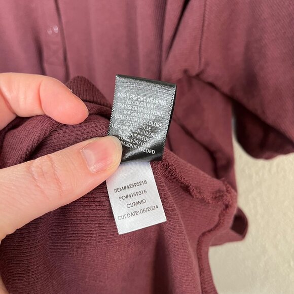 Torrid Womens Plus Size Burgundy Red Ribbed Henley Top Short Sleeve 5X - Picture 7 of 11